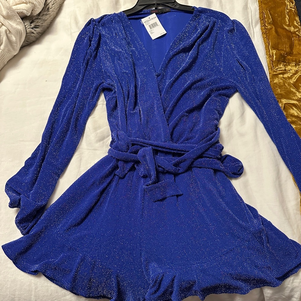 fraiche by J purple tiny sequin romper NWT size Large